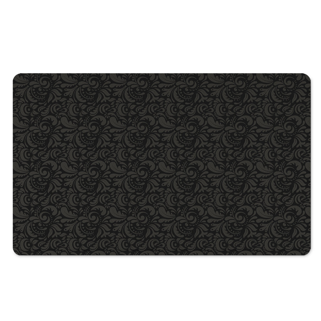 Black And Grey Western Floral Print Polyester Doormat