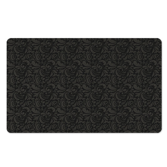 Black And Grey Western Floral Print Polyester Doormat