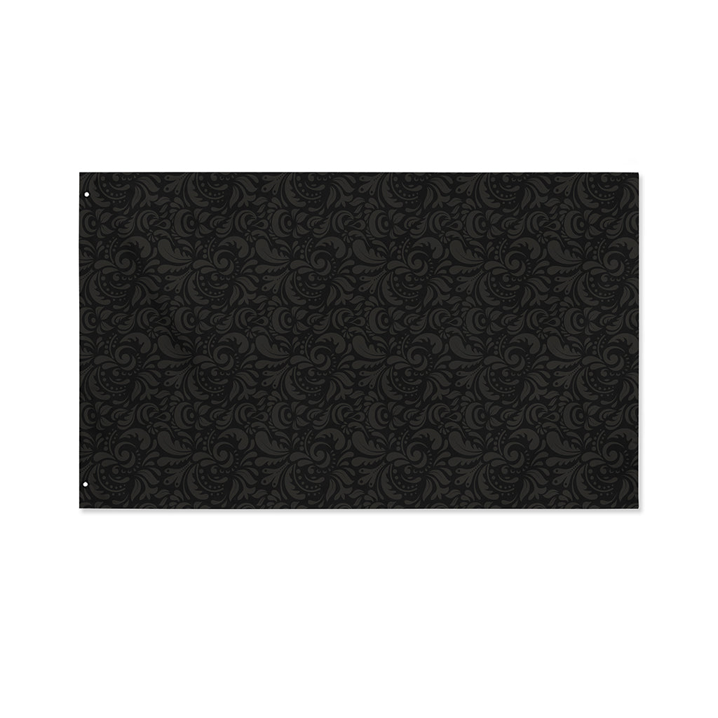 Black And Grey Western Floral Print Polyester Flag