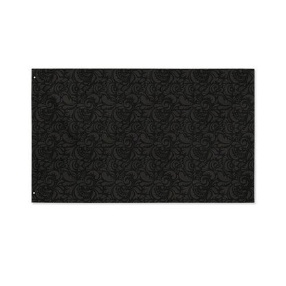 Black And Grey Western Floral Print Polyester Flag