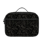 Black And Grey Western Floral Print Portable Lunch Bag