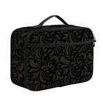 Black And Grey Western Floral Print Portable Lunch Bag