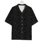 Black And Grey Western Floral Print Rayon Hawaiian Shirt