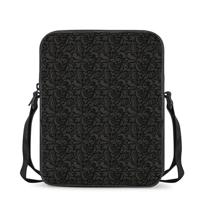 Black And Grey Western Floral Print Rectangular Crossbody Bag