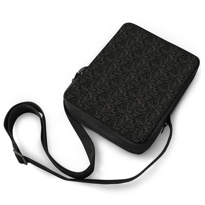 Black And Grey Western Floral Print Rectangular Crossbody Bag
