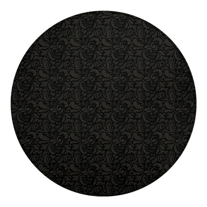 Black And Grey Western Floral Print Round Blanket