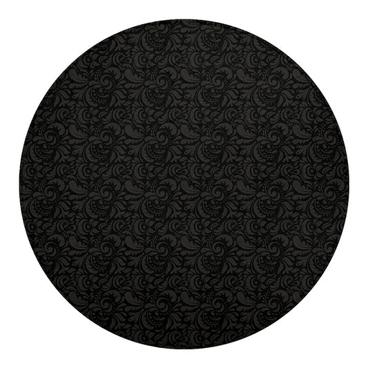 Black And Grey Western Floral Print Round Blanket
