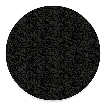 Black And Grey Western Floral Print Round Floor Mat