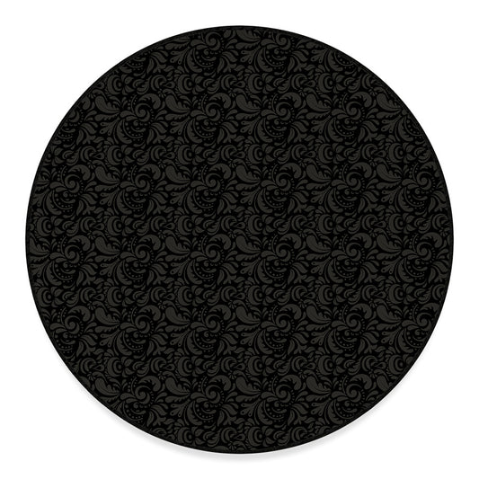 Black And Grey Western Floral Print Round Floor Mat