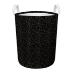 Black And Grey Western Floral Print Round Laundry Basket