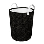 Black And Grey Western Floral Print Round Laundry Basket
