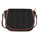 Black And Grey Western Floral Print Saddle Bag