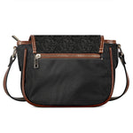 Black And Grey Western Floral Print Saddle Bag