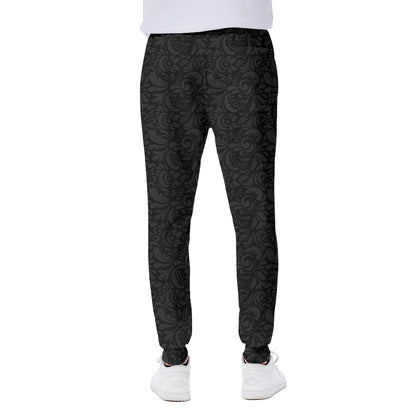 Black And Grey Western Floral Print Scuba Joggers