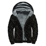 Black And Grey Western Floral Print Sherpa Lined Zip Up Hoodie