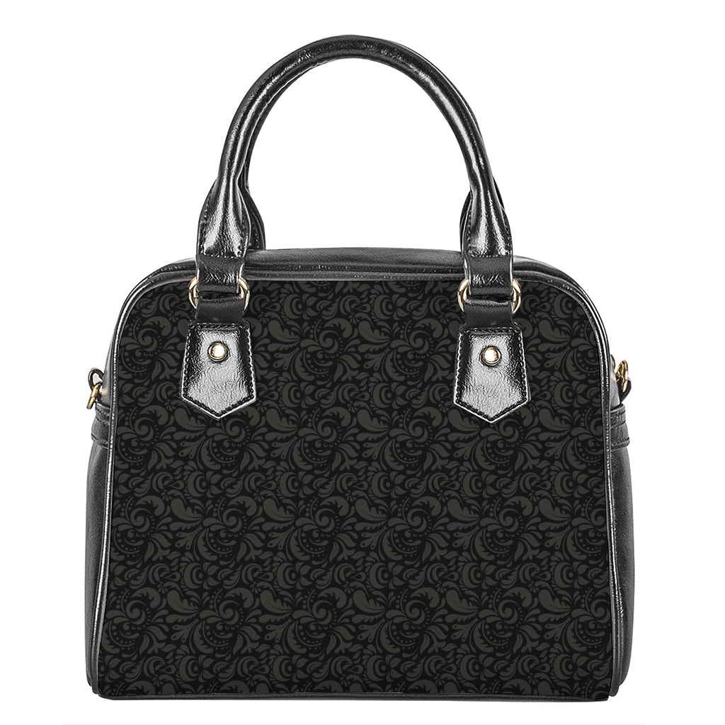 Black And Grey Western Floral Print Shoulder Handbag