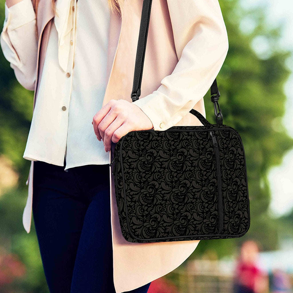 Black And Grey Western Floral Print Shoulder Strap Bible Bag