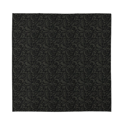Black And Grey Western Floral Print Silk Bandana