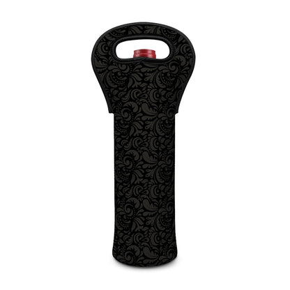 Black And Grey Western Floral Print Single Neoprene Wine Tote