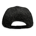 Black And Grey Western Floral Print Snapback Cap