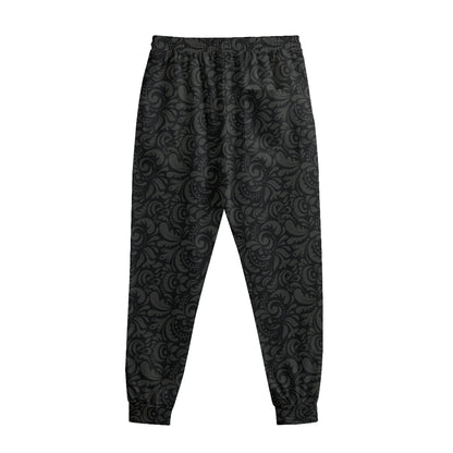 Black And Grey Western Floral Print Sweatpants