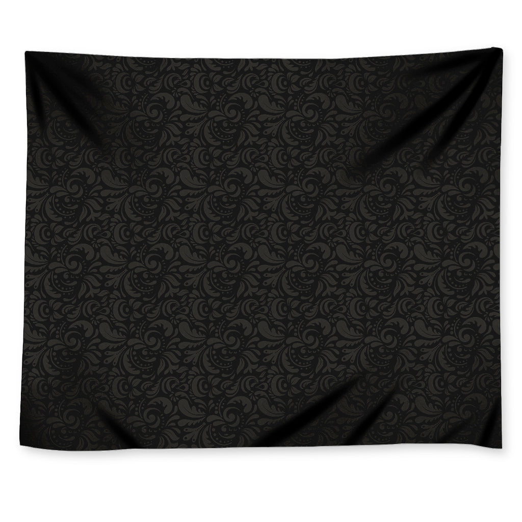 Black And Grey Western Floral Print Tapestry
