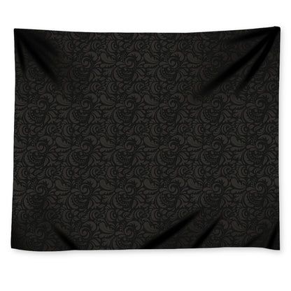 Black And Grey Western Floral Print Tapestry