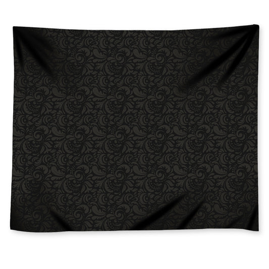 Black And Grey Western Floral Print Tapestry