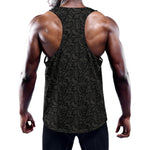Black And Grey Western Floral Print Training Tank Top