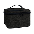 Black And Grey Western Floral Print Travel Makeup Bag