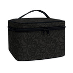 Black And Grey Western Floral Print Travel Makeup Bag