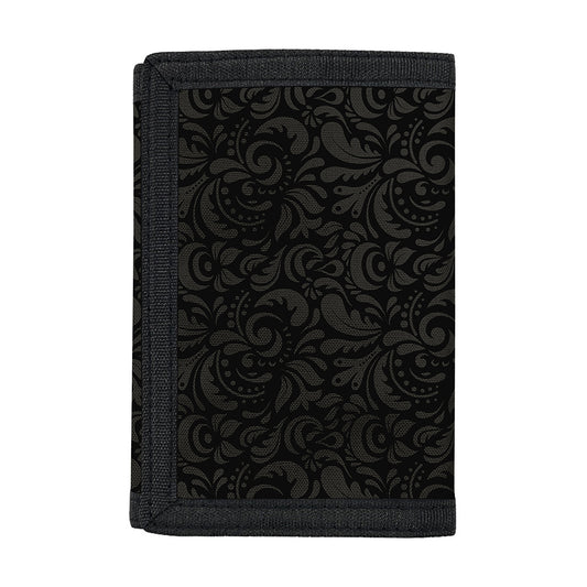Black And Grey Western Floral Print Trifold Wallet
