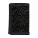 Black And Grey Western Floral Print Trifold Wallet