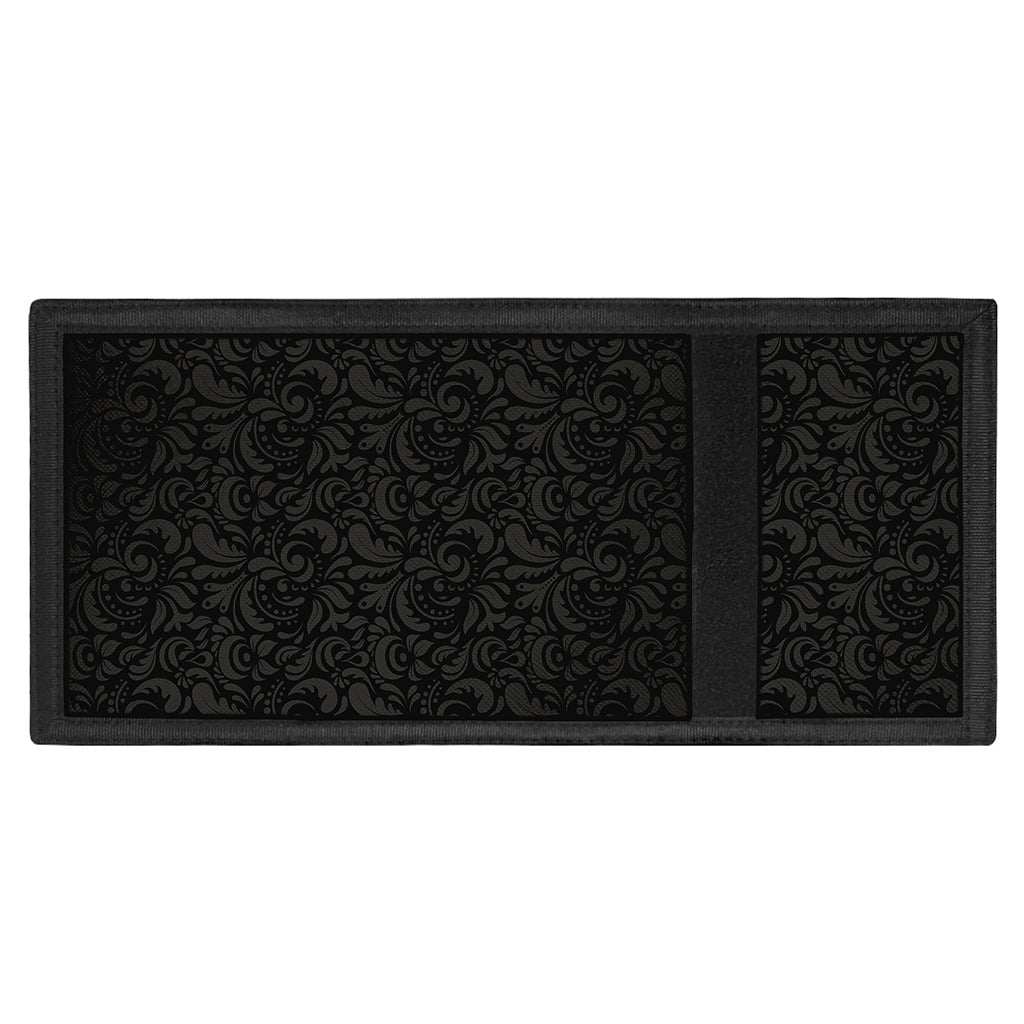 Black And Grey Western Floral Print Trifold Wallet