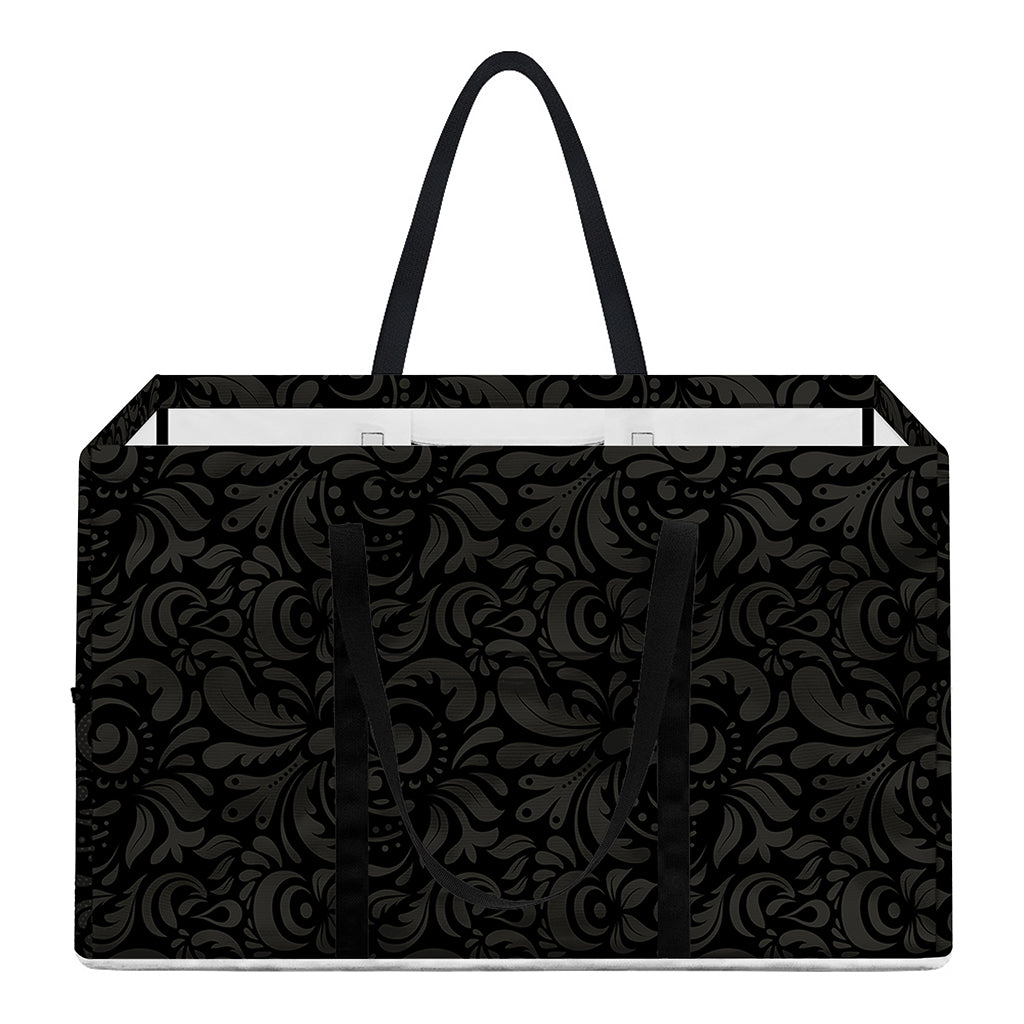 Black And Grey Western Floral Print Utility Tote Bag