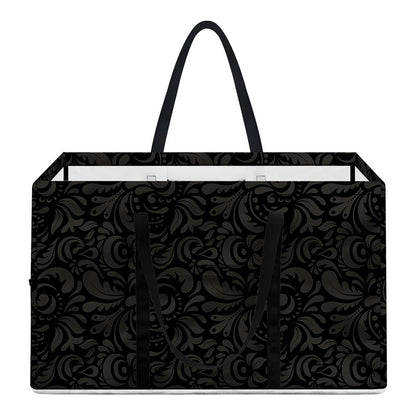 Black And Grey Western Floral Print Utility Tote Bag