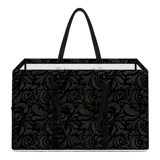 Black And Grey Western Floral Print Utility Tote Bag