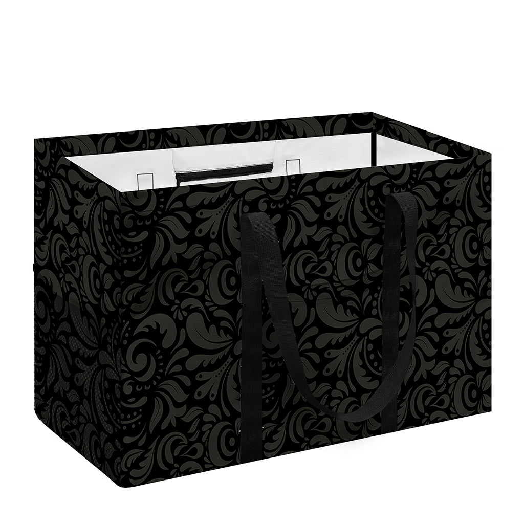 Black And Grey Western Floral Print Utility Tote Bag