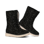 Black And Grey Western Floral Print Winter Boots