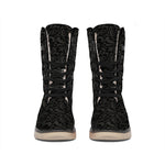 Black And Grey Western Floral Print Winter Boots