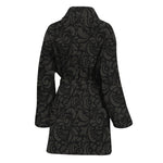 Black And Grey Western Floral Print Women's Bathrobe