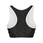 Black And Grey Western Floral Print Women's Sports Bra