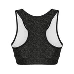 Black And Grey Western Floral Print Women's Sports Bra