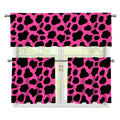 Black And Hot Pink Cow Print 3 Piece Kitchen Curtains