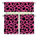 Black And Hot Pink Cow Print 3 Piece Kitchen Curtains