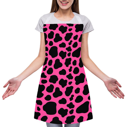 Black And Hot Pink Cow Print Adjustable Apron