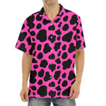 Black And Hot Pink Cow Print Aloha Shirt
