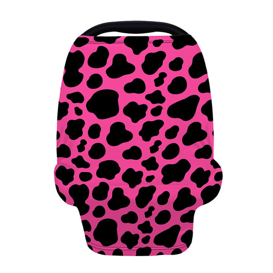 Black And Hot Pink Cow Print Baby Seat Cover