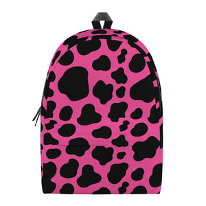 Black And Hot Pink Cow Print Backpack