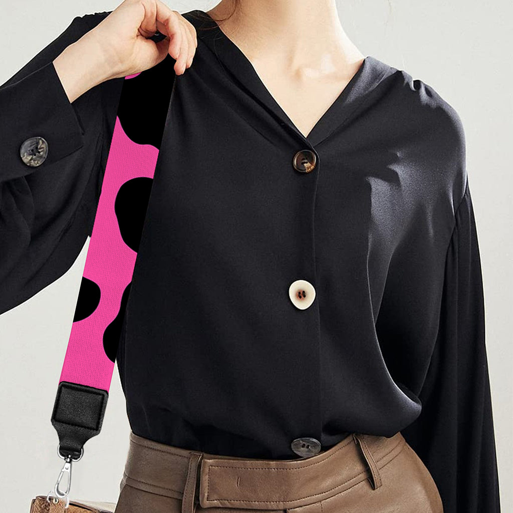 Black And Hot Pink Cow Print Bag Strap